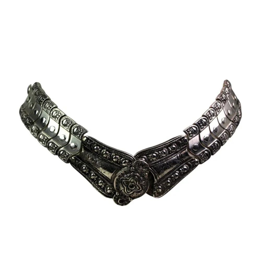 EMBELLISHED WHITE REAL LEATHER METAL 1 1/8"Wd DRESS CASUAL WOMEN'S BELT S (A73